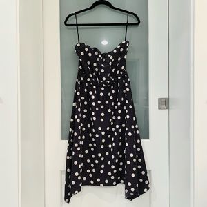 Limited Strapless Polkadot Dress (Black) Size S